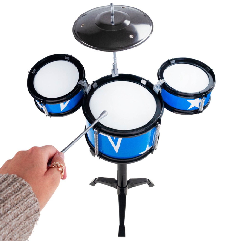 Music world 3 részes gyerek dobfelszerelés székkel – dob szett tányérral és dobverőkkel 3 éves kortól (BBJ) 2