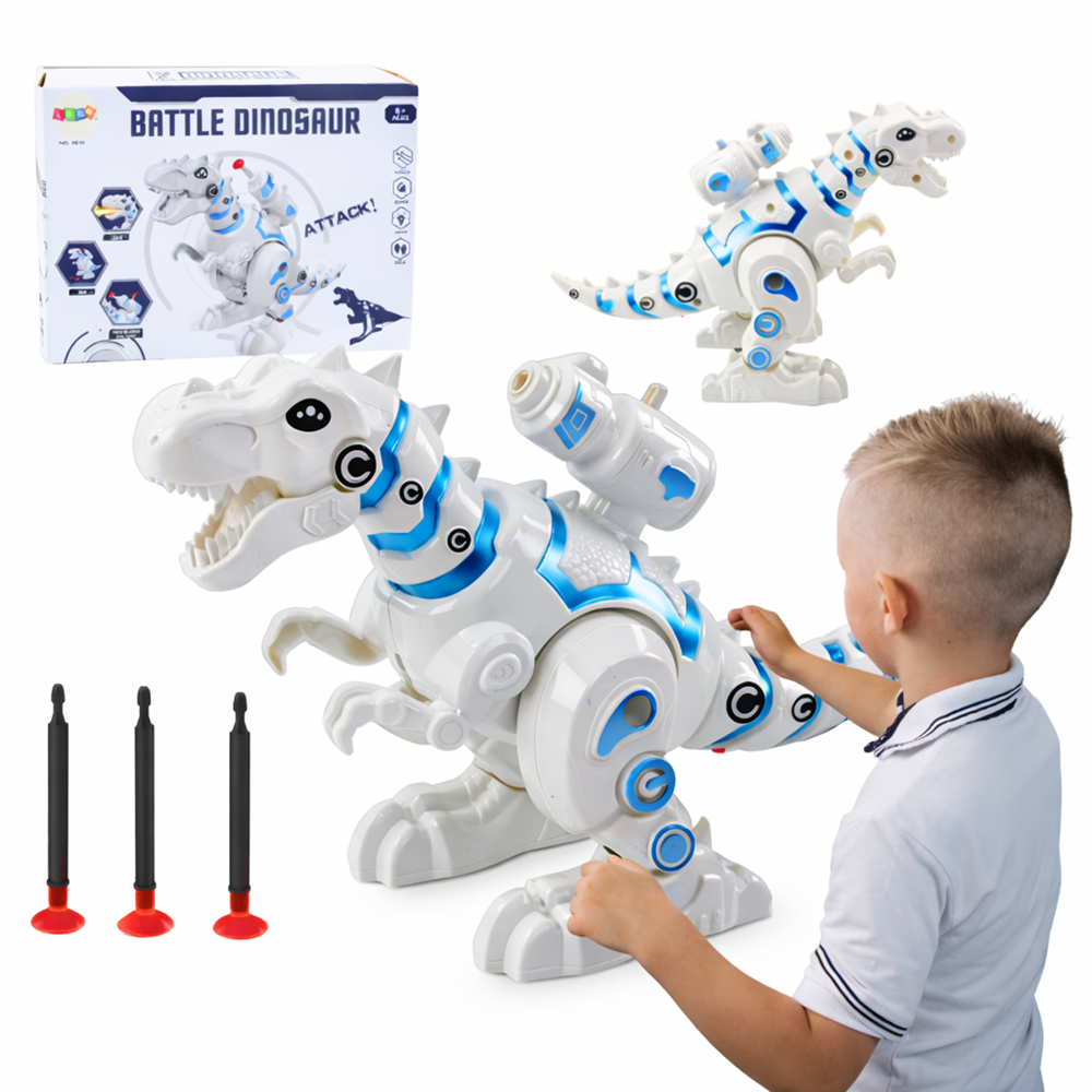 NeoRex interaktív robot dínó – fehér, fény- és hanghatásos játék 22,5×15,5×9 cm (BBJ) 2