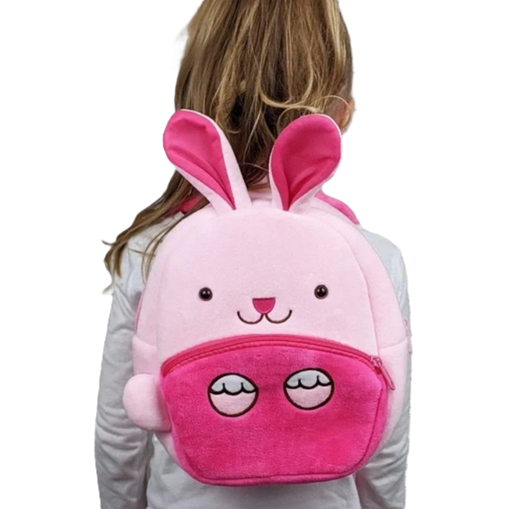 Rózsaszín nyuszi plüss hátizsák gyerekeknek óvodai és iskolai használatra (BBMJ) 2