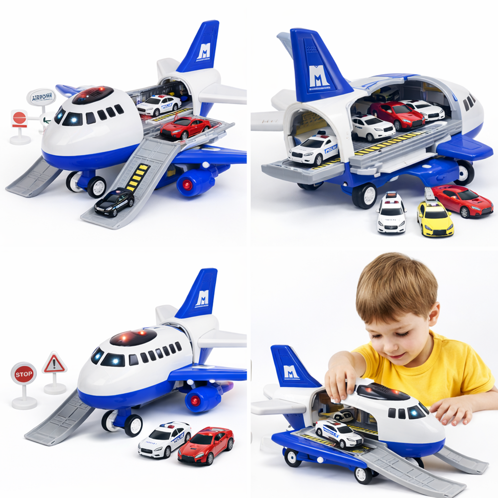 Szárnyas kommandó rendőrségi teherszállító repülő játék – cargo szállító játékszett gyerekeknek (BBJ) 4