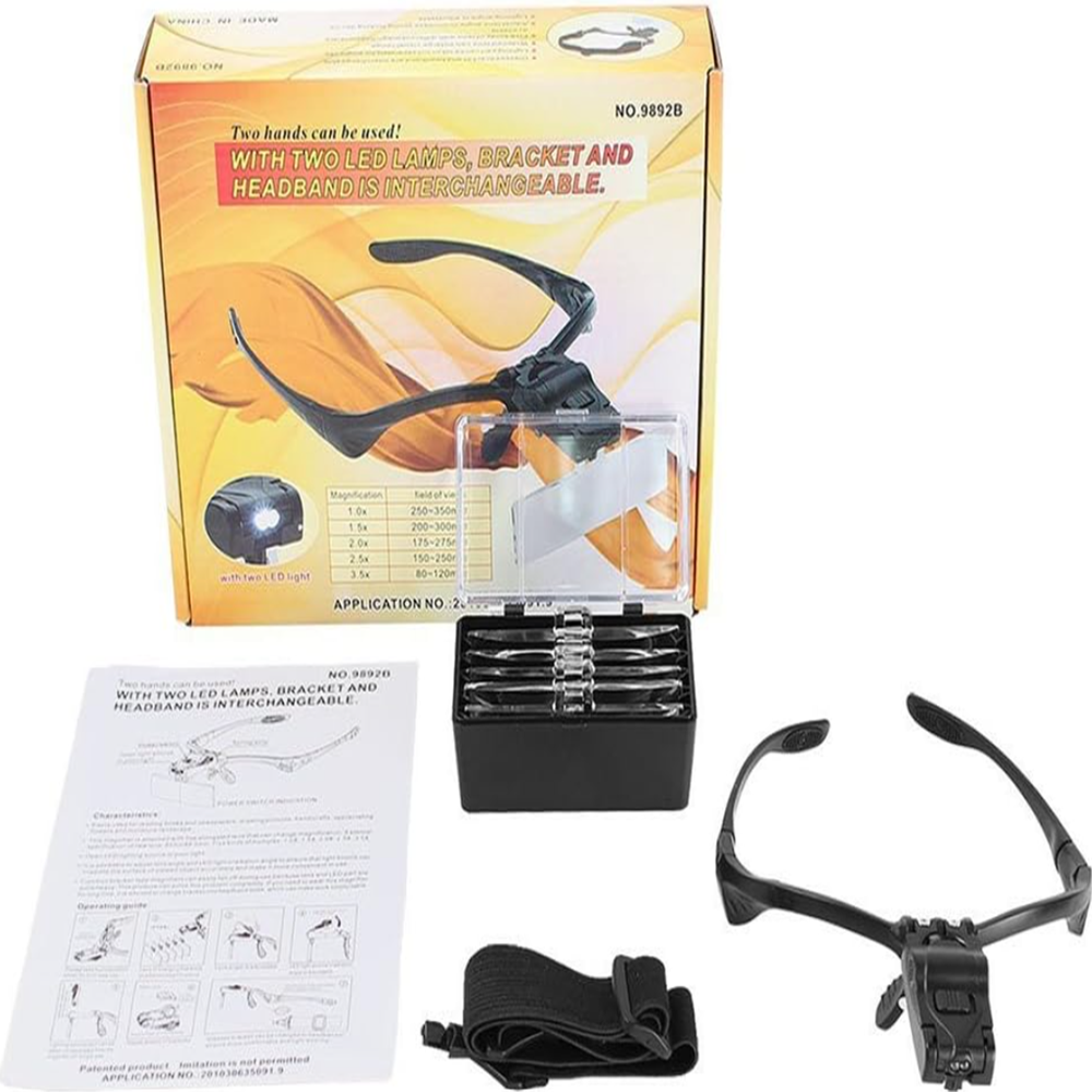Szemüveg nagyító fejpánttal led világítással precíziós munkákhoz 7