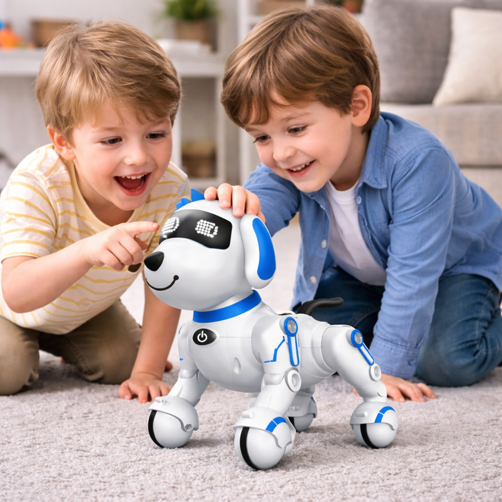 TurboTappancs kék távirányítós robot kutya – interaktív, hang- és fényeffektes, USB újratölthető okos kutyajáték 8 éves kortól (BBJ) 2