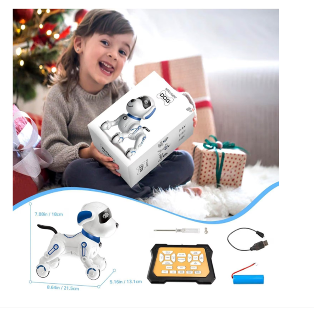 TurboTappancs kék távirányítós robot kutya – interaktív, hang- és fényeffektes, USB újratölthető okos kutyajáték 8 éves kortól (BBJ) 3