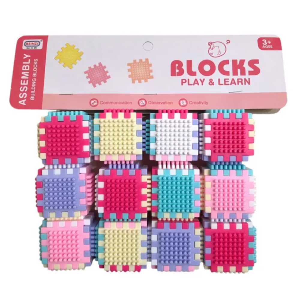 Tüskés építőkocka szett 12 db – kreatív fejlesztő játék gyerekeknek 3+ éves kortól (BBMJ) 1