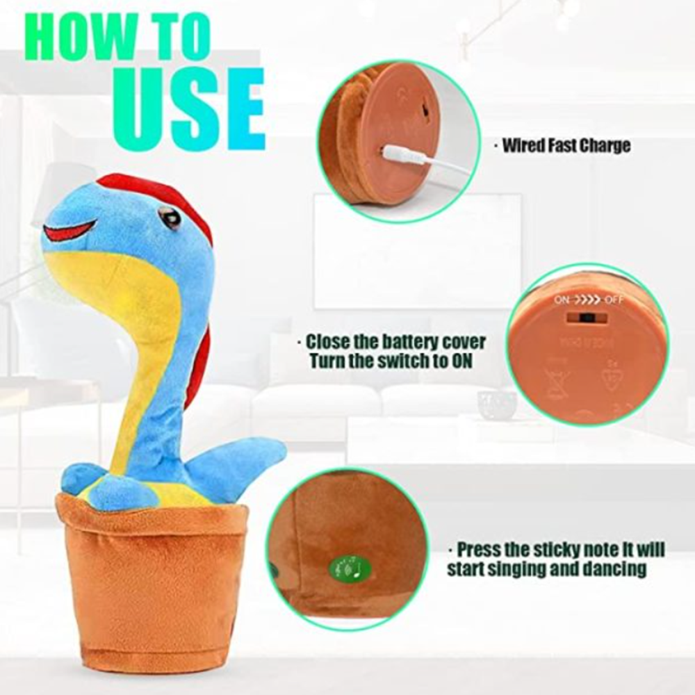 Visszabeszélő, zenélő, táncoló és éneklő plüss dínó (BBJ) 3