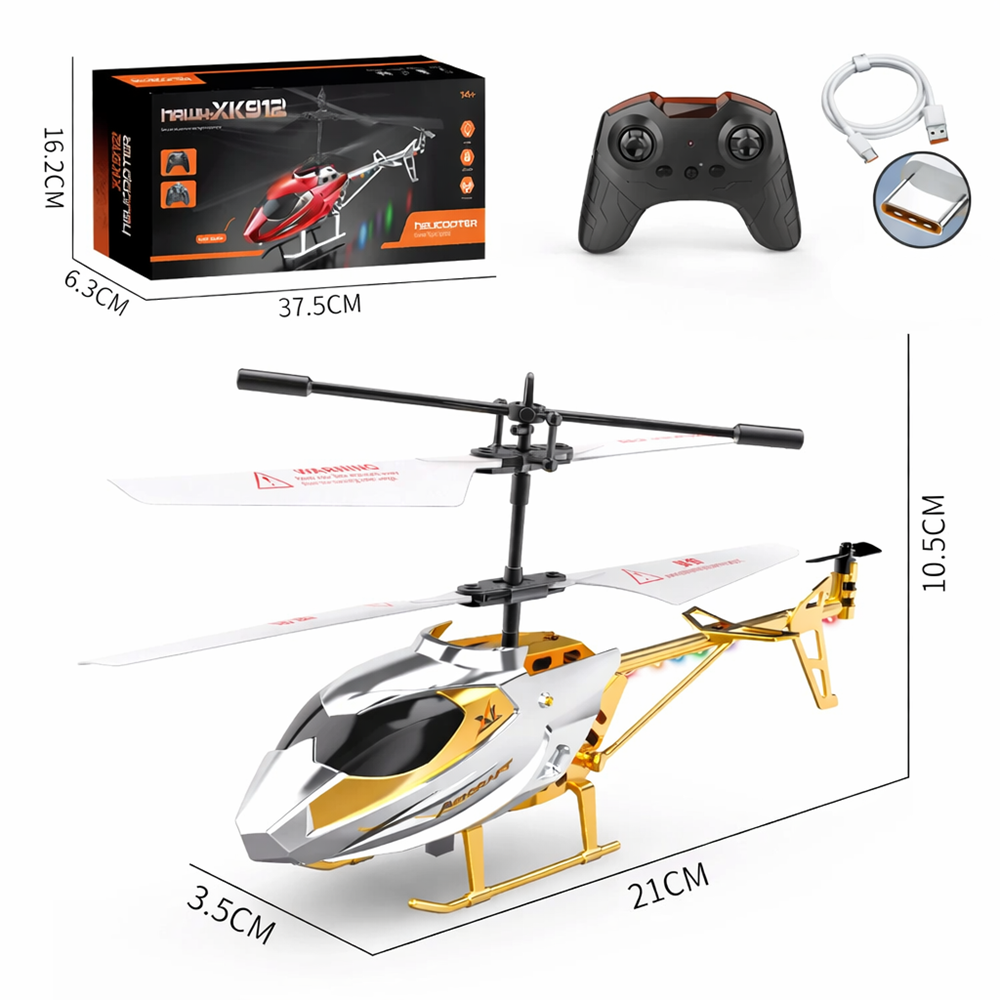 AirStorm RC távirányítós helikopter giroszkóppal – 2.5 csatornás játék helikopter gyerekeknek, arany-ezüst (BBJ) 3