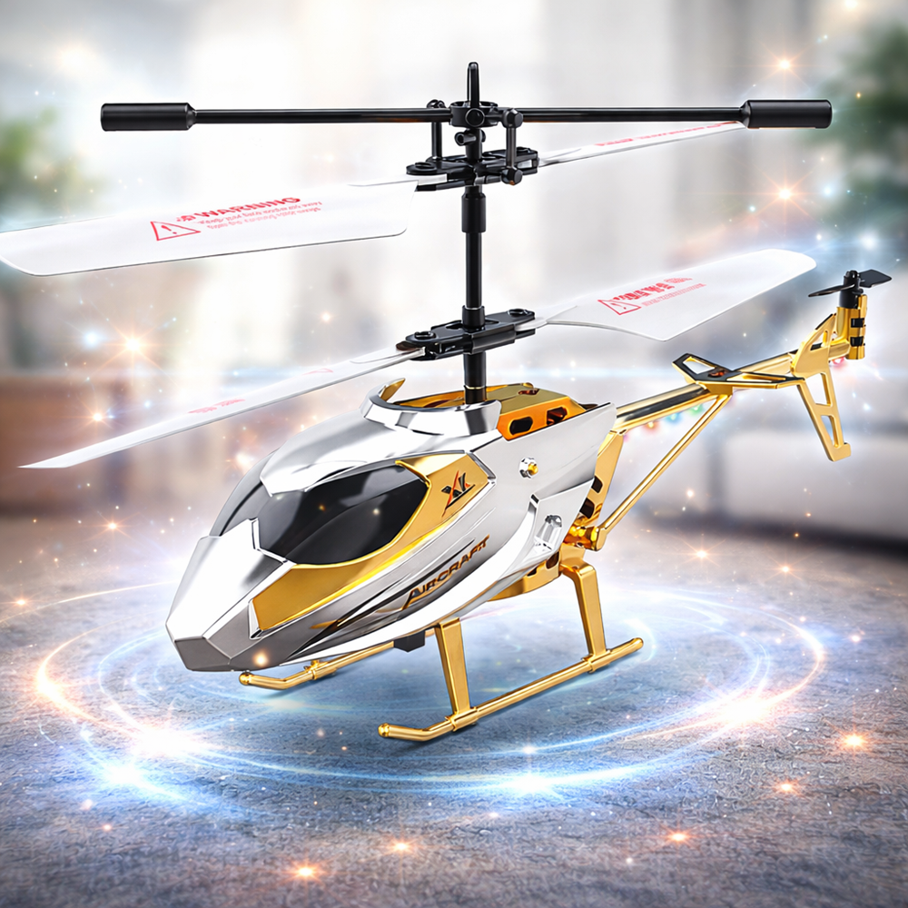 AirStorm RC távirányítós helikopter giroszkóppal – 2.5 csatornás játék helikopter gyerekeknek, arany-ezüst (BBJ) 4