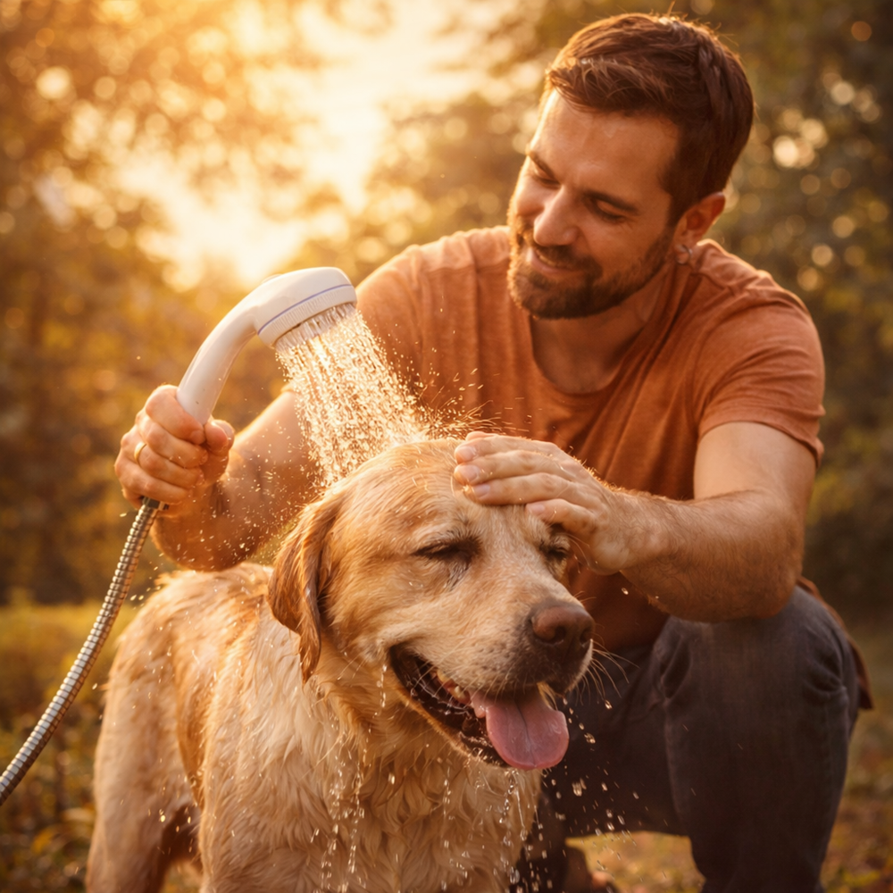 AquaTrail hordozható kemping zuhany – akkumulátoros elektromos kempingzuhany USB töltéssel, hordozható túra- és kemping zuhanyszett (BBV) 2