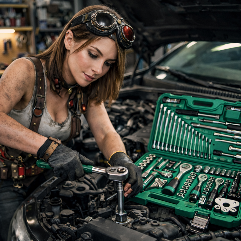 AutoPro 121 részes autószerelő szerszámkészlet kofferben – racsnis dugókulcs készlet, imbusz, bit, villáskulcs és csavarhúzó szett autó javításhoz 5