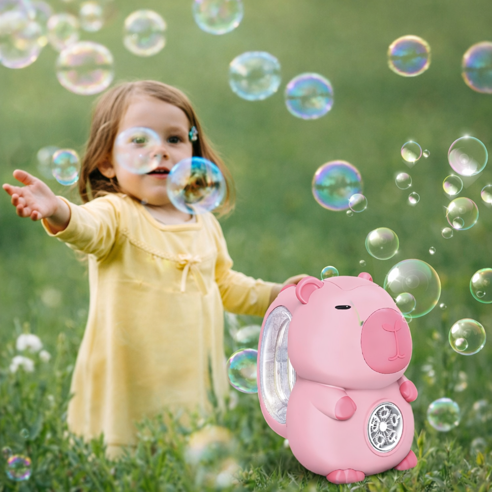 Capybara buborékfújó pisztoly rózsaszín – automata buborékfújó játék gyerekeknek, szappanbuborék gép (BBJ) 3