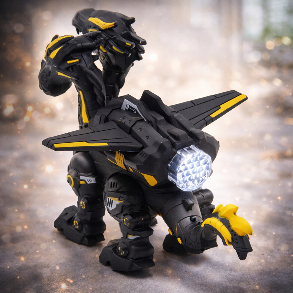 Cryptogon harci űrsárkány – kétfejű LED világító, hangos lépegető mechanikus robot játék (BBJ) 6