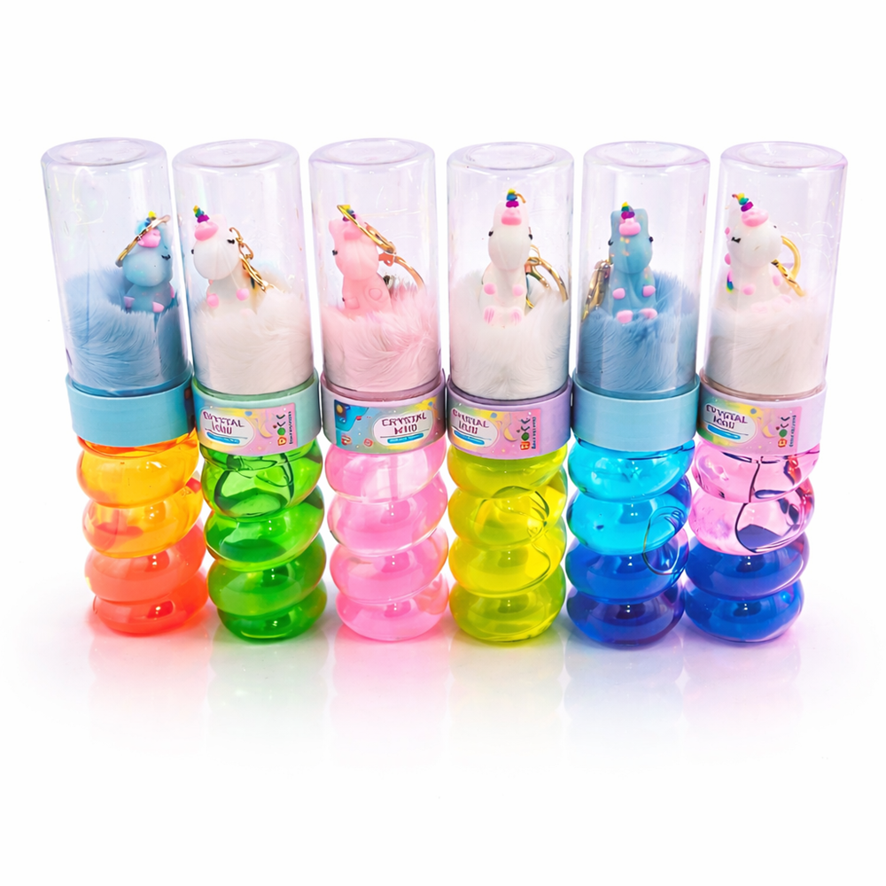 Crystal Mud unikornisos slime játék – színes glitter slime kulcstartós unikornissal gyerekeknek 1