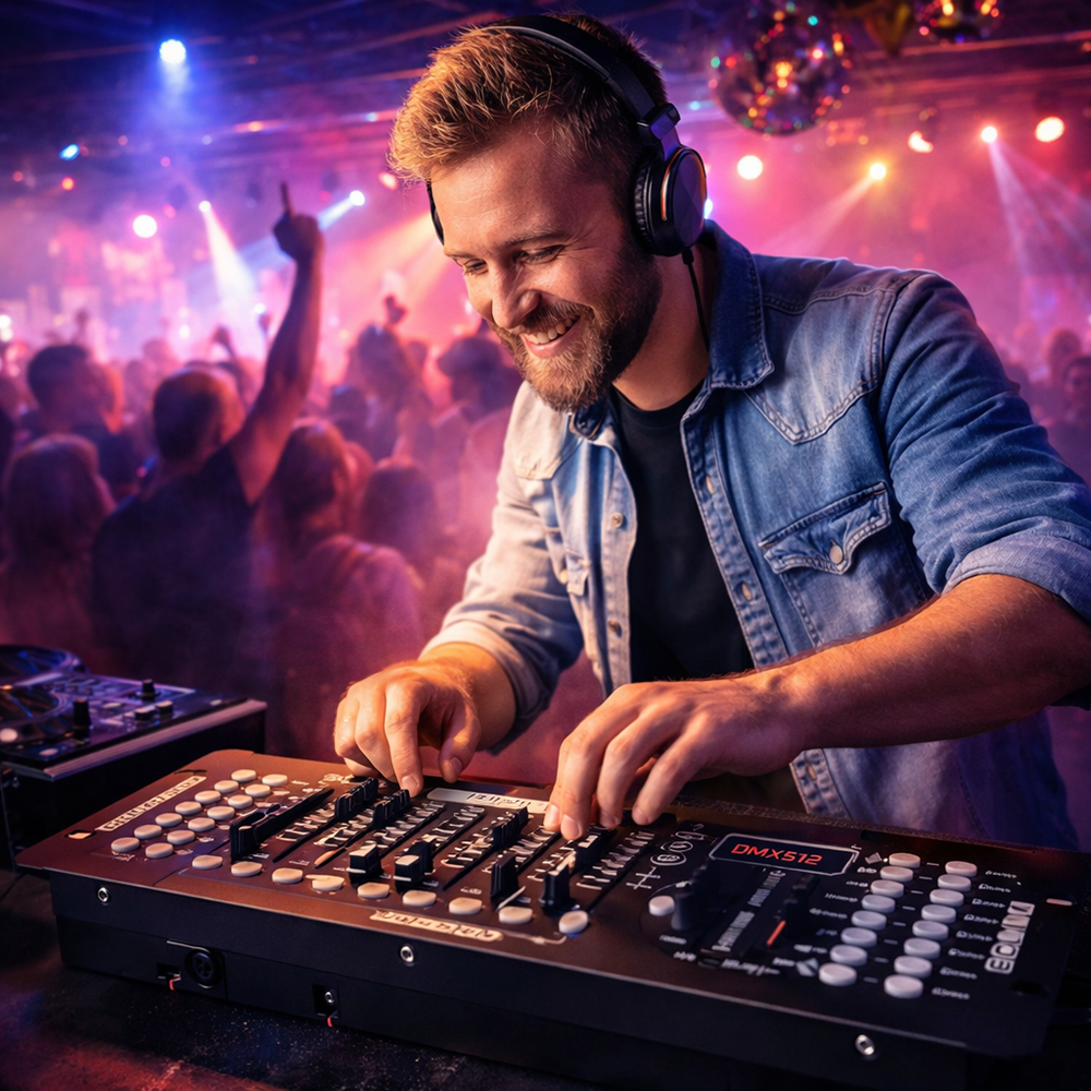 DISCO 192 DMX512 fényvezérlő pult – programozható színpadi világítás kontroller 192 csatornás DMX vezérlő DJ-hez és színpadtechnikához (BBV) 2