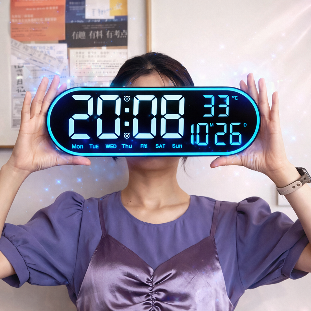 Digitális LED falióra GH8021 – nagy kijelzős, távirányítós elektronikus óra, modern design (BBD) 2