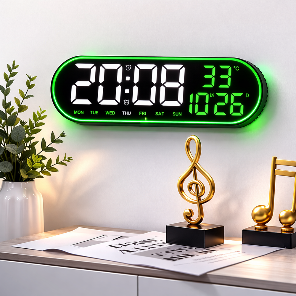 Digitális LED falióra GH8021 – nagy kijelzős, távirányítós elektronikus óra, modern design (BBD) 3