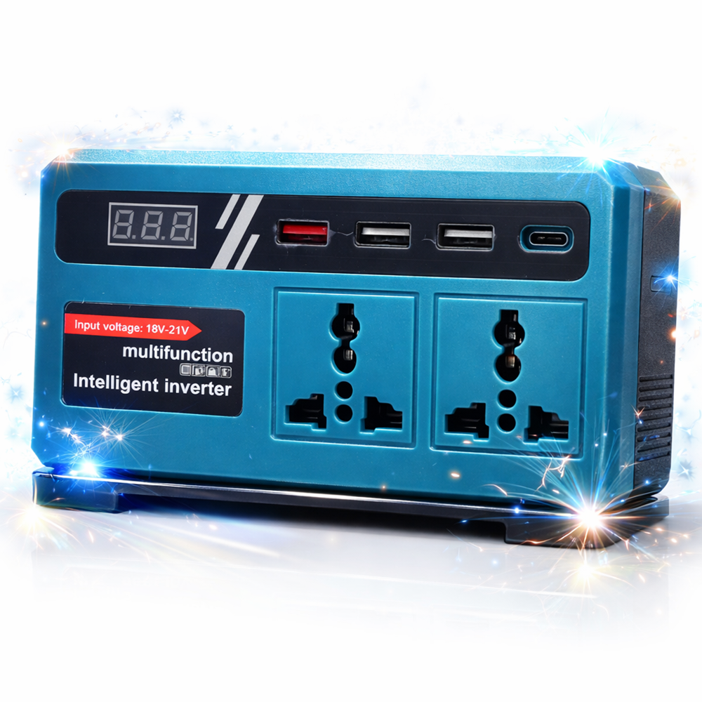 EnerVolt 120W Akkumulátoros Inverter 18–21V → 220V – 2 Csatlakozóval, USB Gyorstöltés, Kijelző (BBD) 1