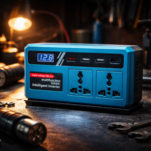 EnerVolt 120W akkumulátoros inverter 18–21V → 220V – 2 csatlakozóval, USB gyorstöltés, kijelző (BBD) - Image 2