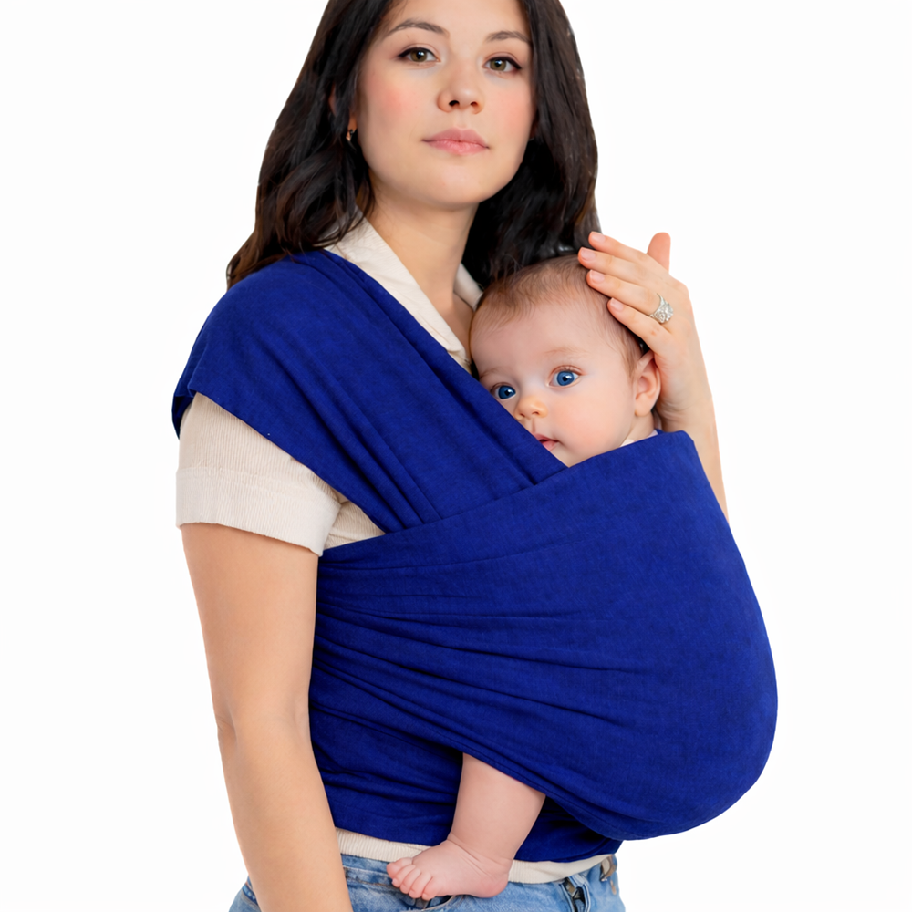 Ergonomikus babahordozó újszülötteknek – állítható, kéz nélküli használat, kék (BBM) 1 (2)