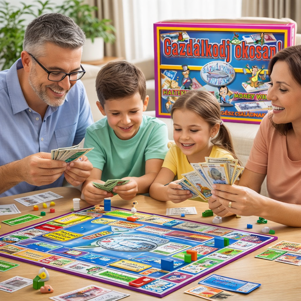Gazdálkodj okosan retro társasjáték – klasszikus magyar családi társasjáték gyerekeknek és felnőtteknek, 35×25×4 cm 2