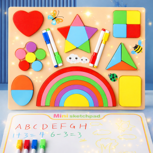 GeoPlay fa montessori fejlesztő tábla – geometriai formák és színek tanulása, kirakó gyerekeknek (BBMJ) - Image 4