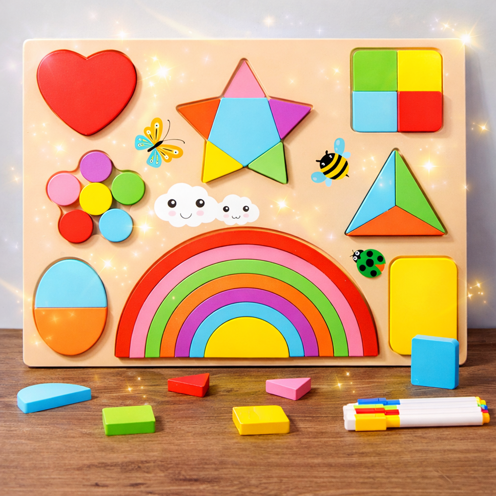 GeoPlay fa Montessori fejlesztő tábla – geometriai formák és színek tanulása, kirakó gyerekeknek 5