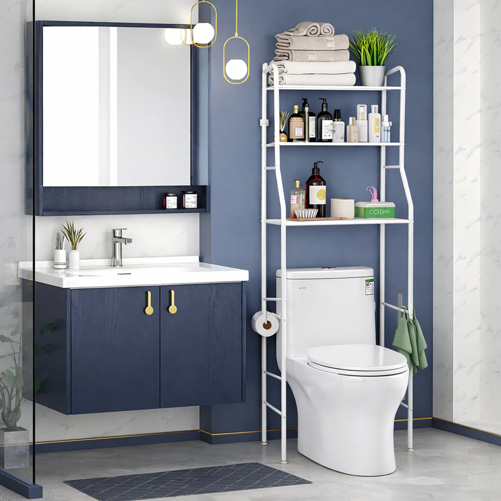 HomeNest fürdőszobai tároló állvány WC fölé – 3 polcos WC fölötti fürdőszobai polcrendszer (BBV) 2