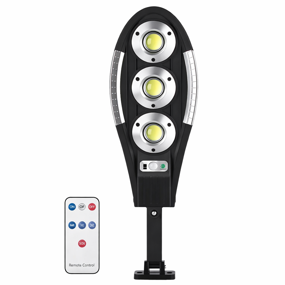 Jortan 150W COB napelemes LED utcai lámpa – 90 LED mozgásérzékelős, távirányítós kültéri biztonsági reflektor IP65, 6500K 1