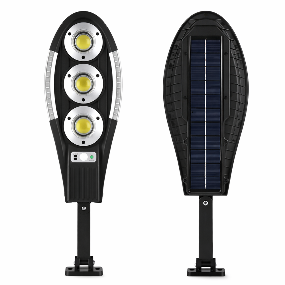 Jortan 150W COB napelemes LED utcai lámpa – 90 LED mozgásérzékelős, távirányítós kültéri biztonsági reflektor IP65, 6500K 4