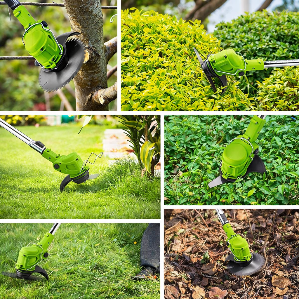 KIYOSHI 48V akkumulátoros szegélynyíró és fűkasza teleszkópos nyéllel – vezeték nélküli elektromos fűszegélyvágó kertbe (BBV) 3