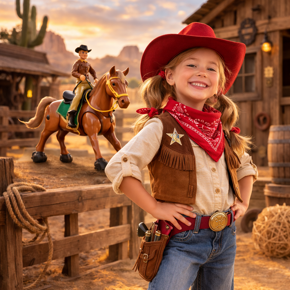Kevin a Cowboy western lovas akciófigura – lovon ülő cowboy játék gyerekeknek 18×16×6 cm (BBJ) 7