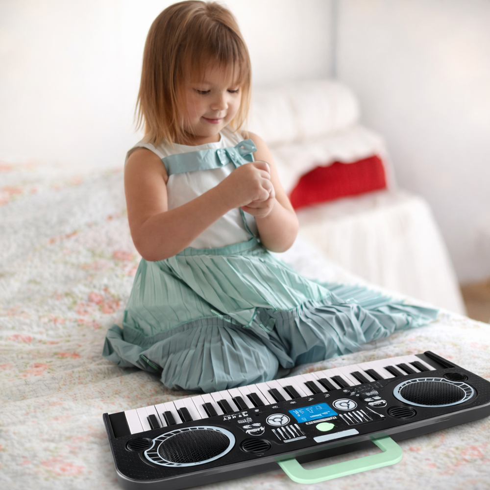 KeyVibe gyerek elektromos orgona mikrofonnal – zenei billentyűs játék, hangerőszabályzó, demo dalok, fekete (BBJ) 4