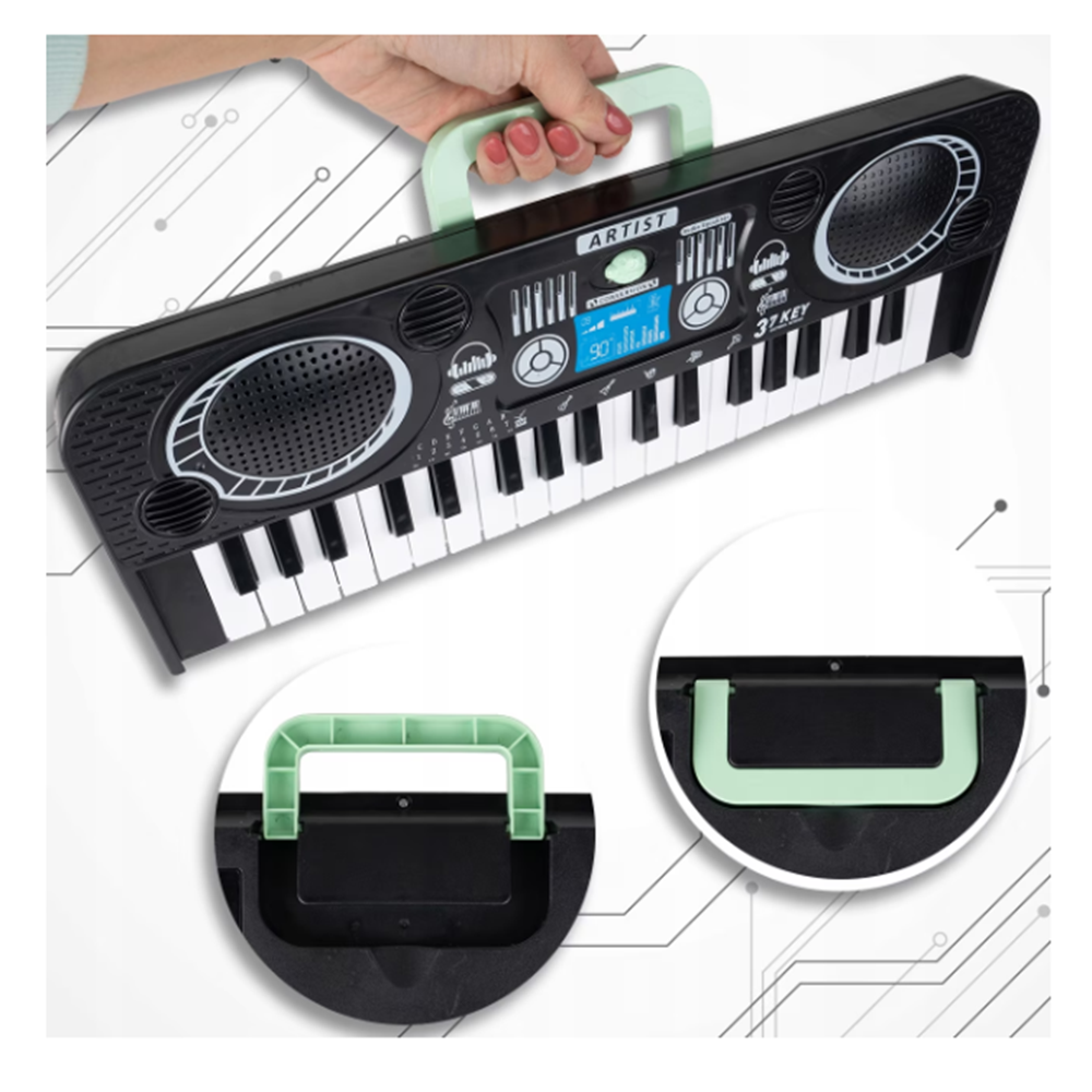 KeyVibe gyerek elektromos orgona mikrofonnal – zenei billentyűs játék, hangerőszabályzó, demo dalok, fekete (BBJ) 6