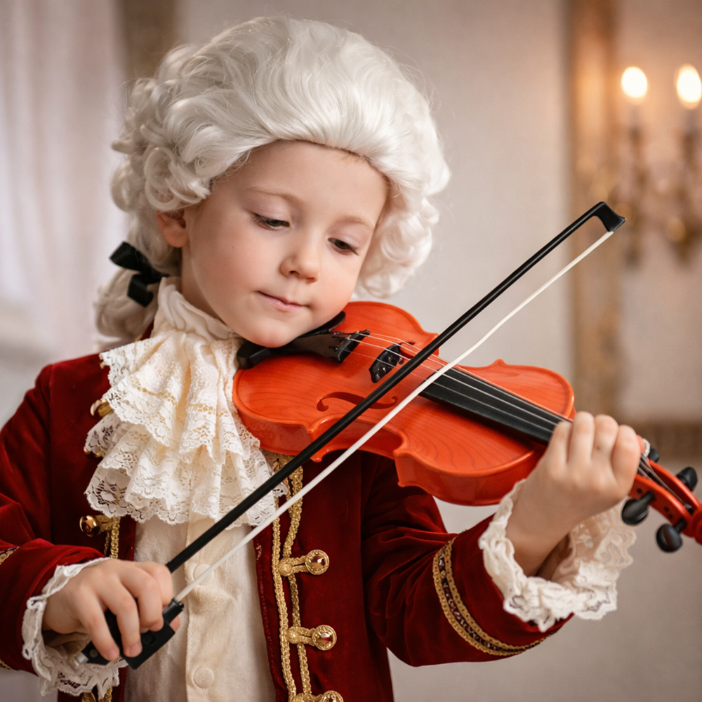 LittleMaestro gyerek játék hegedű vonóval – 4 húros klasszikus játék hangszer gyerekeknek 42 cm (BBJ) 2