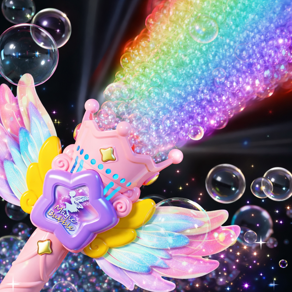 Magic Bubble tündér buborékfújó – LED-es világító buboréklövő pálca gyerekeknek, automata működéssel rózsaszín (BBJ) 3