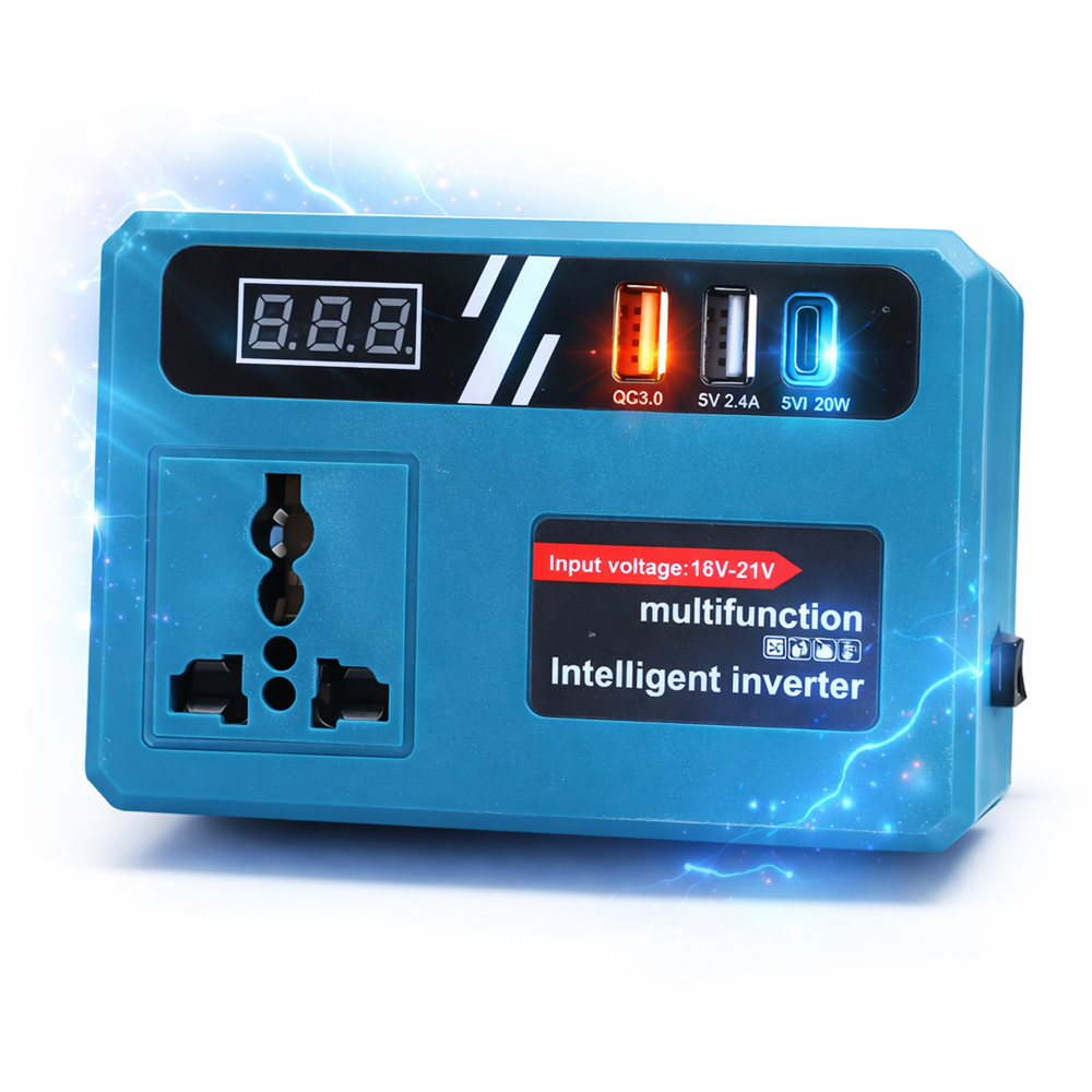 Makita akkumulátor inverter 120W – 18-21V DC 220V AC feszültségátalakító dupla USB porttal 1