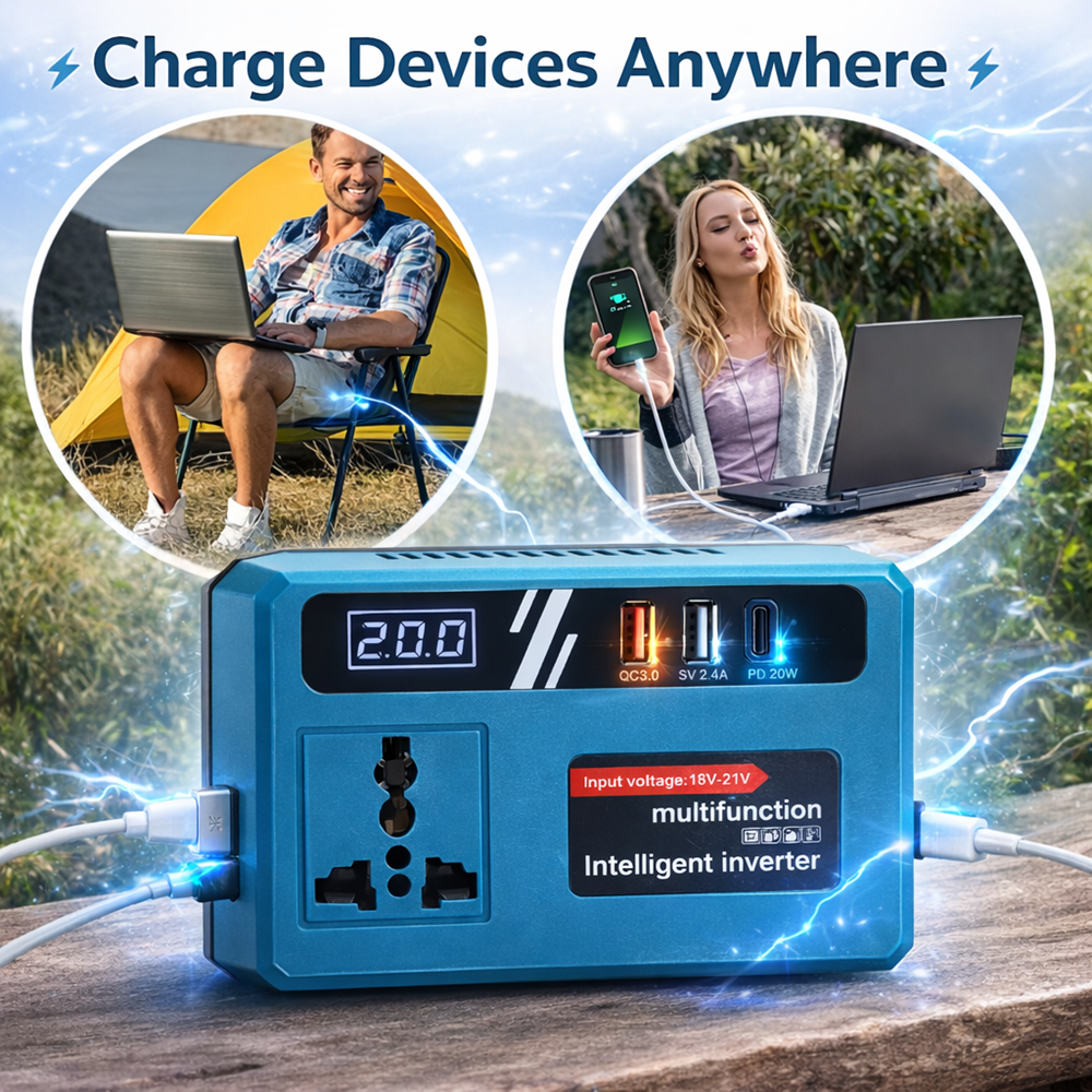 Makita akkumulátor inverter 120W – 18-21V DC 220V AC feszültségátalakító dupla USB porttal 2