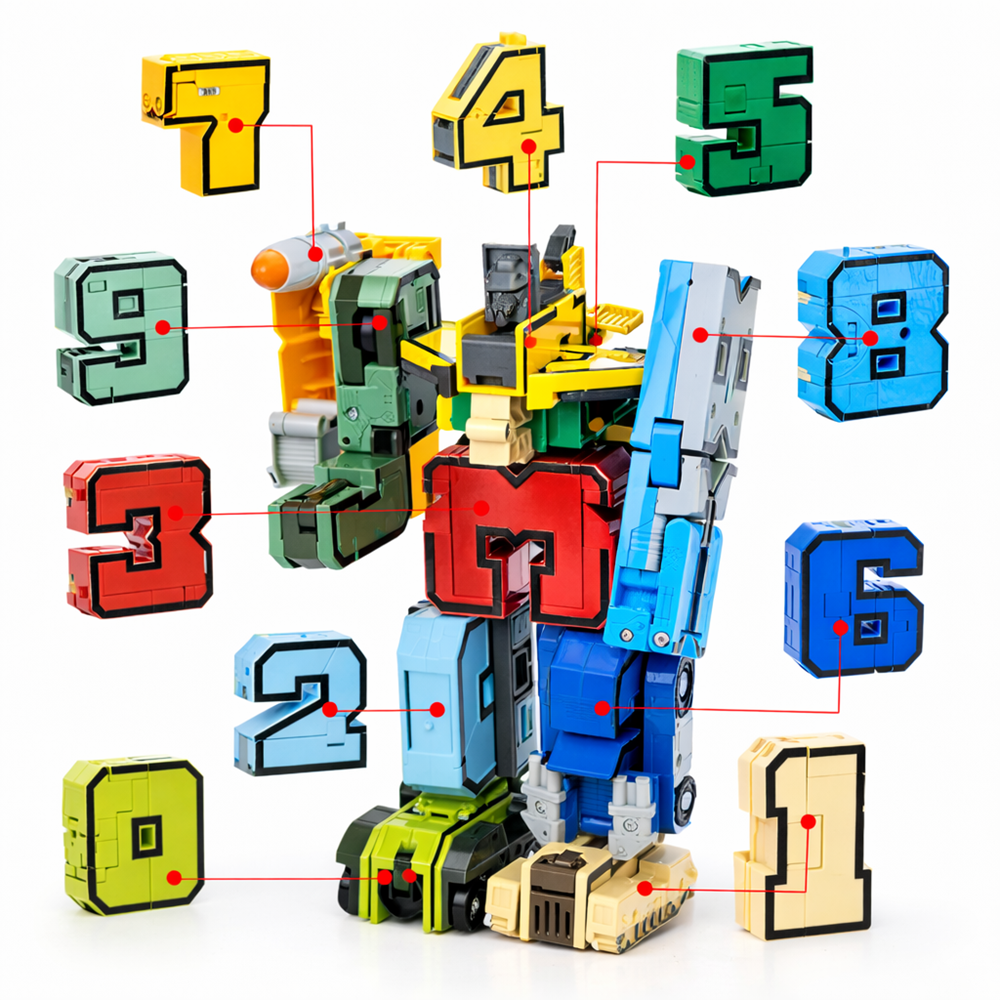 NumberBots átalakítható számrobot készlet – számokból összeépíthető transformer játék gyerekeknek (BBJ) 4