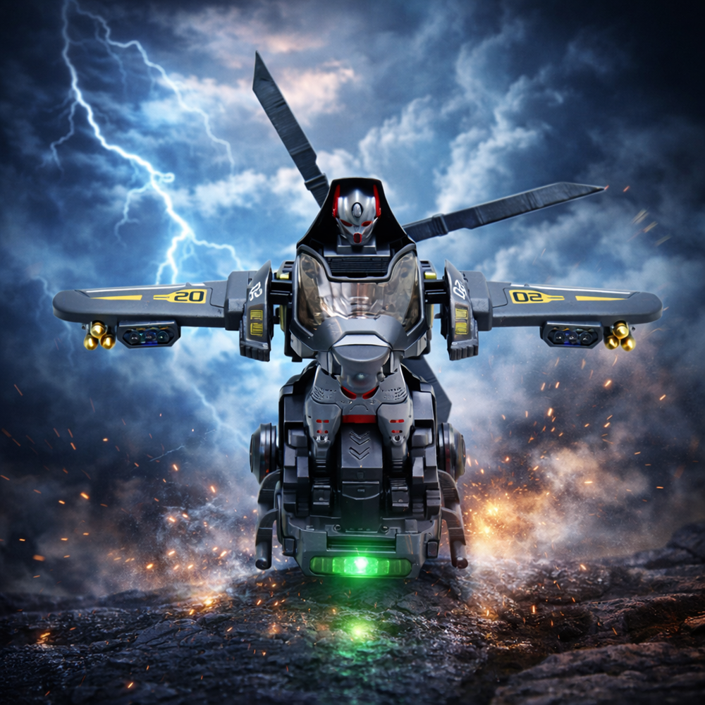 RoboChopper transformer helikopter – átalakuló robot játék LED fénnyel és hanggal (BBJ) 4