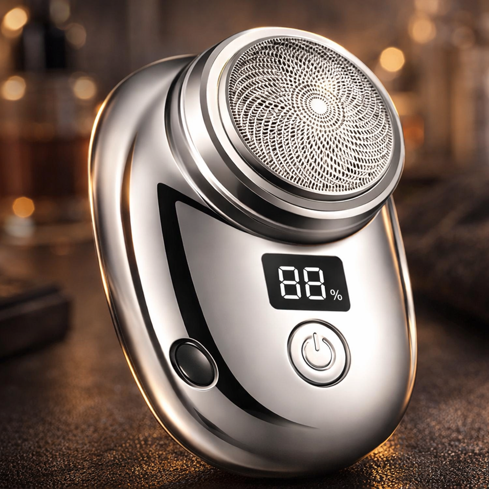 ShavePro Mini hordozható elektromos borotva LED kijelzővel – USB-C újratölthető, 15 pengés férfi borotva utazáshoz (BBL) 4