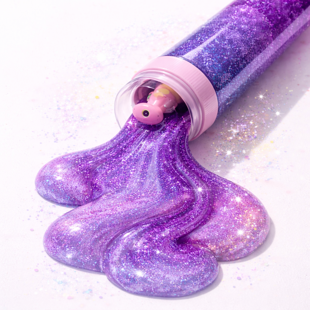 Slimé dinoszauruszos glitter slime játék – színes slime dínó figurával, kreatív slime gyerekeknek 3