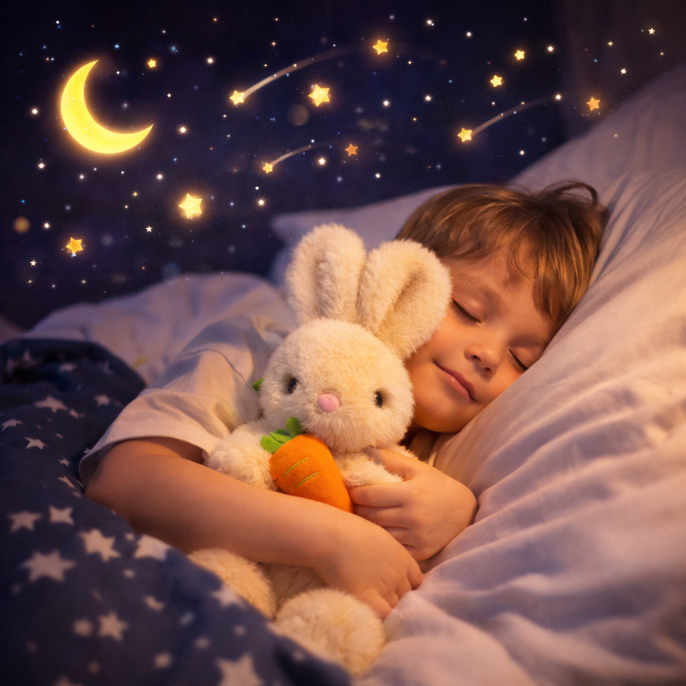 SnuggleBunny plüss nyuszi répával – puha plüss nyuszi játék gyerekeknek, húsvéti ajándék (BBJ) 2