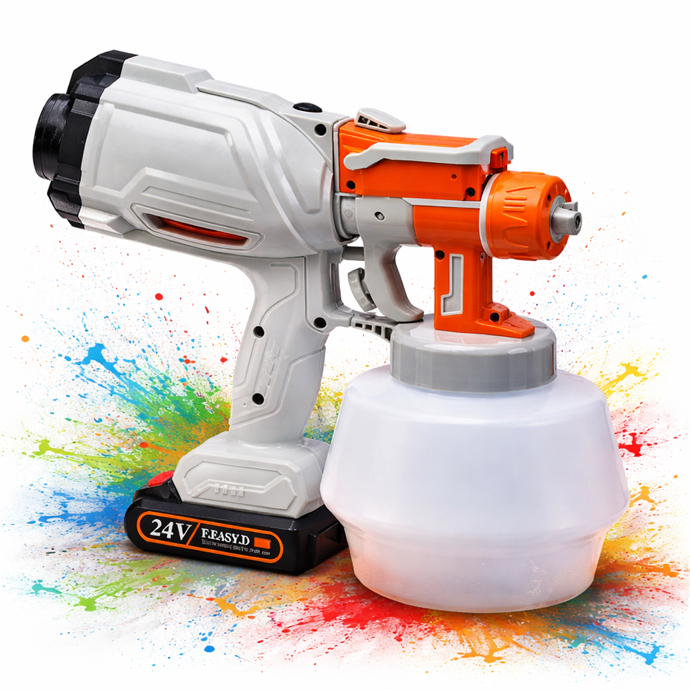 SprayMaster 24V akkus festékszóró pisztoly – vezeték nélküli elektromos festékszóró falfestéshez és bútorfestéshez (FX) 1