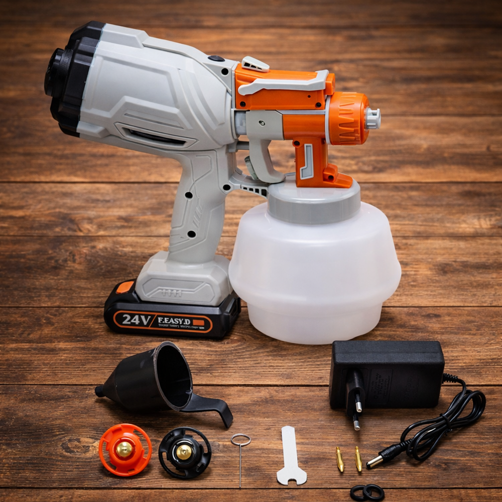 SprayMaster 24V akkus festékszóró pisztoly – vezeték nélküli elektromos festékszóró falfestéshez és bútorfestéshez (FX) 4