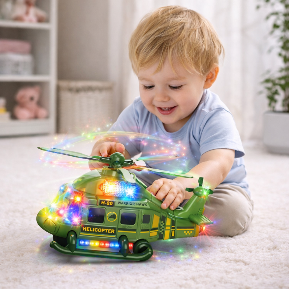 ThunderChop katonai helikopter – LED-es játék helikopter fényeffektusokkal, forgó rotorral gyerekeknek (BBJ) 2