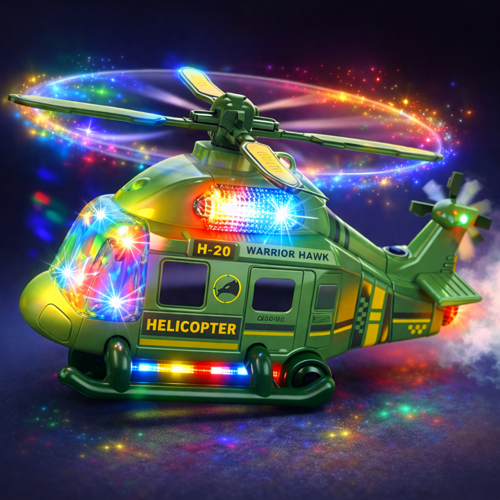 ThunderChop katonai helikopter – LED-es játék helikopter fényeffektusokkal, forgó rotorral gyerekeknek (BBJ) 4