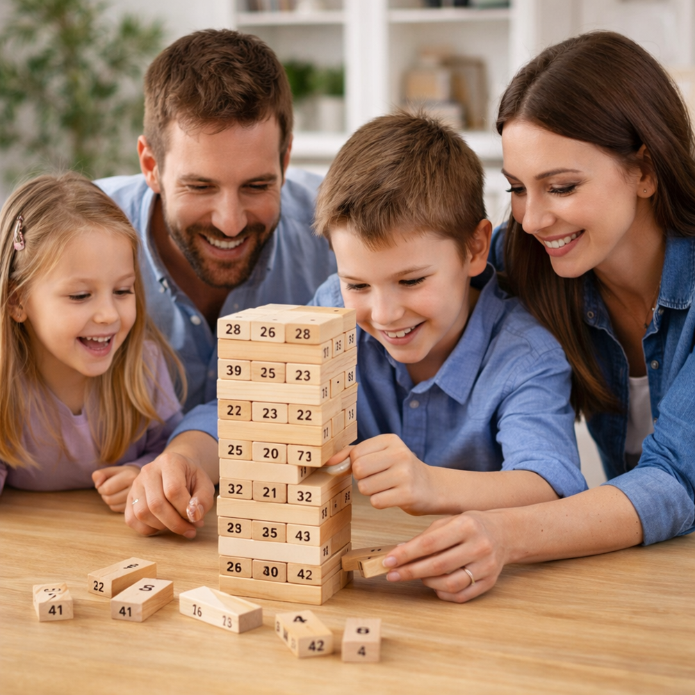 ToronyMester fa toronyépítő ügyességi játék – klasszikus egyensúlyozó családi társasjáték (BBJ) 2