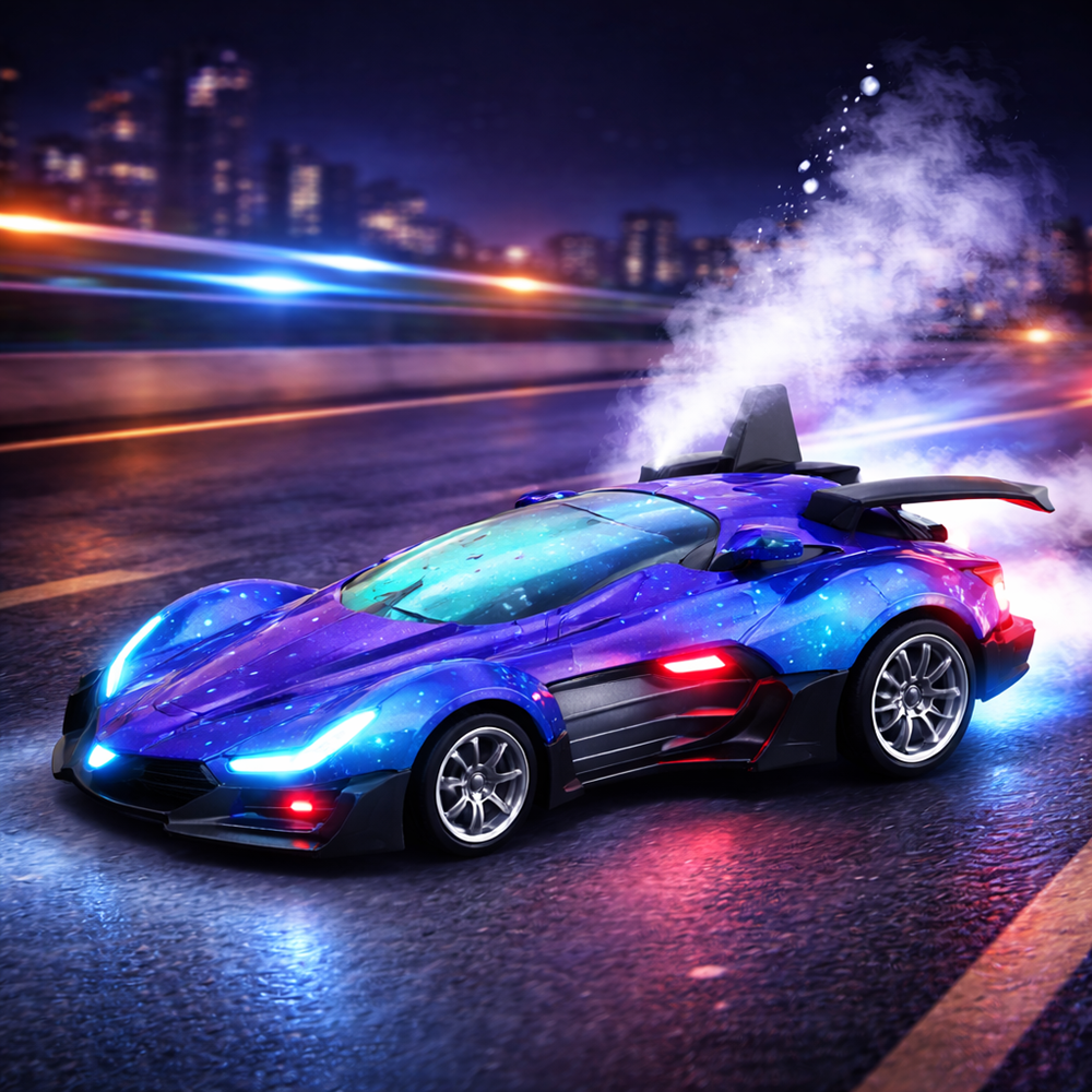 TurboFury RC távirányítós versenyautó gyerekeknek – futurisztikus játékautó LED világítással és vízpermet effektussal 5