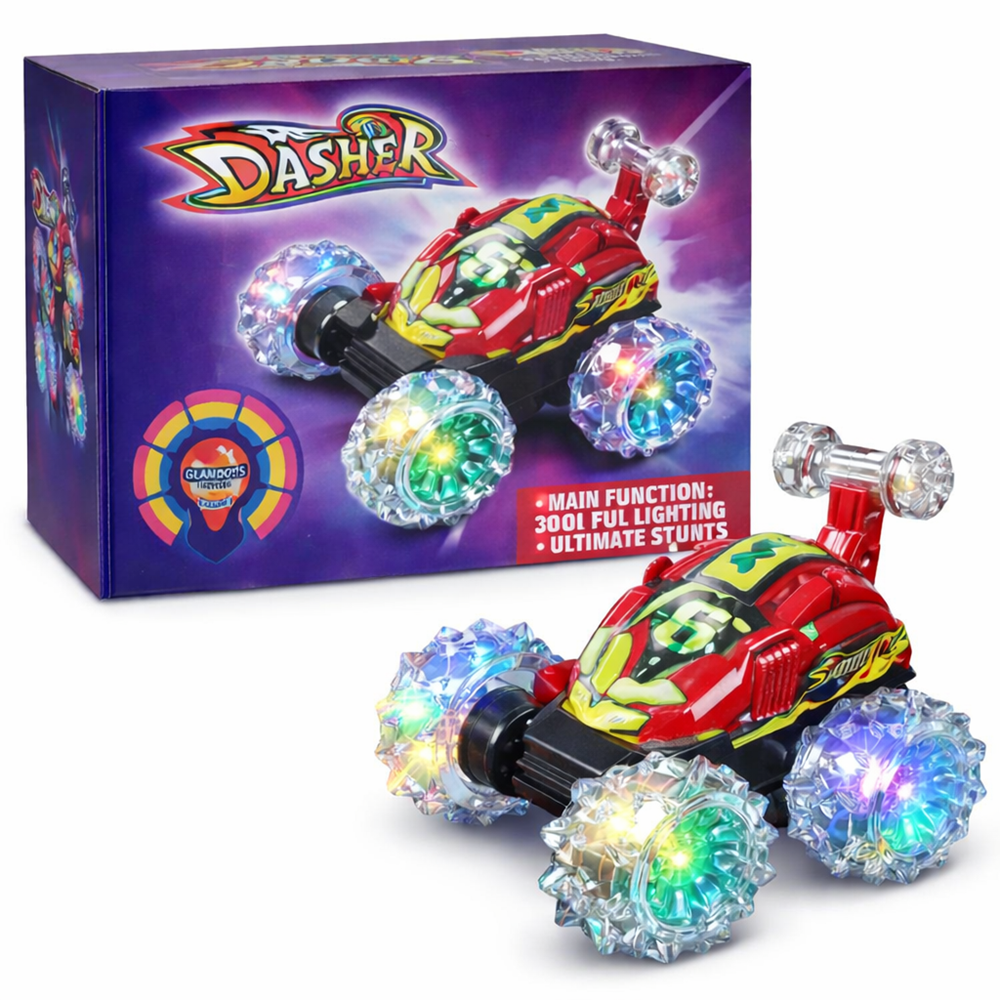 TurboTwist 360 RC kaszkadőr autó – LED világító kerekek, 360° pörgő stunt távirányítós játék autó gyerekeknek (BBJ) 5 5