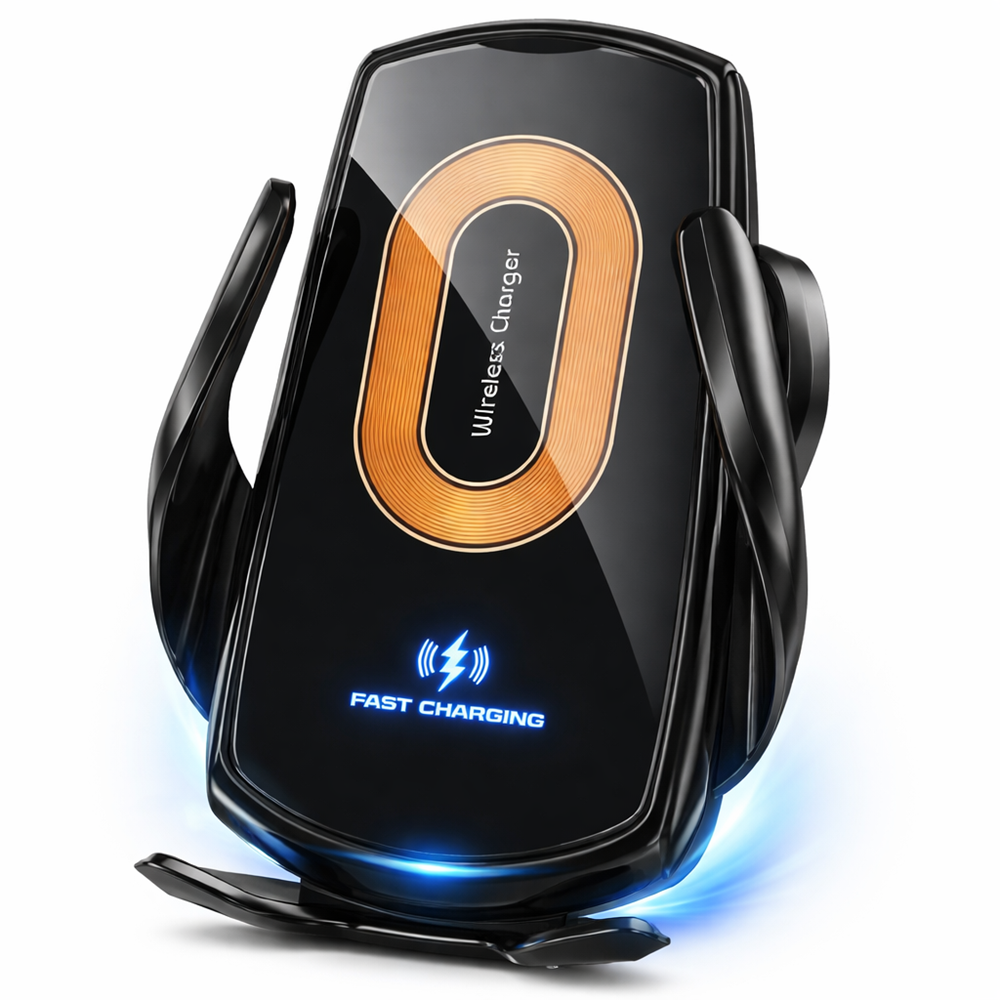 V57 autós vezeték nélküli telefontartó töltő – 15W gyors Qi töltés, infrás szenzoros tartó (BBD) 1