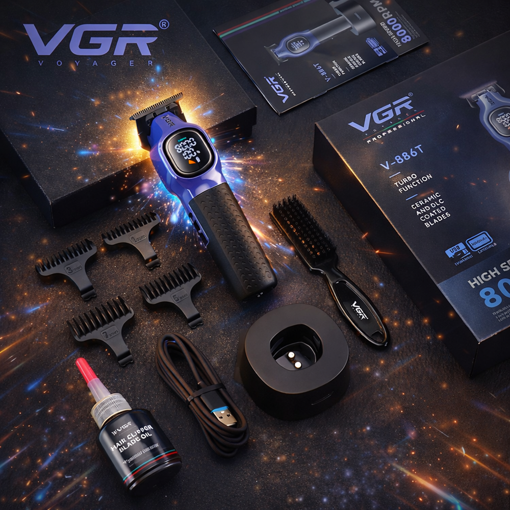 VGR V-886T professzionális akkus hajvágó és szakállvágó – digitális kijelzős vezeték nélküli hajnyíró precíz haj- és szakállvágáshoz (BBD) 3